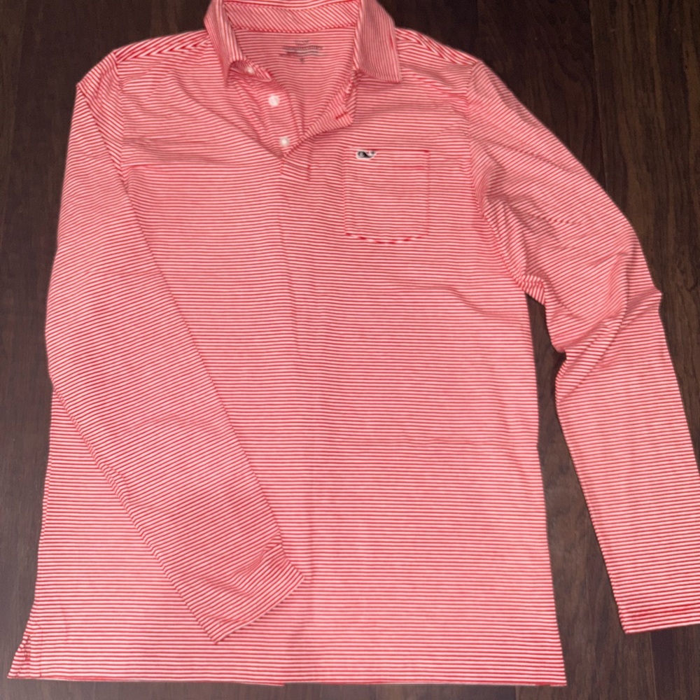 Vineyard Vines Red and White Striped Polo